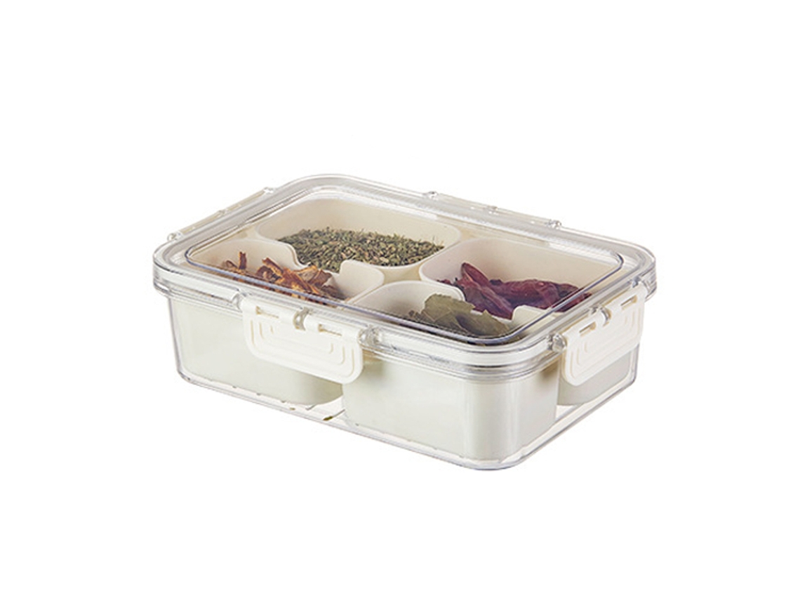 Caja De Snacks Portátil Con Compartimentos, Tapa Y Mango, Organizador De Alimentos Para Frutas, Frutos Secos Y Especias
