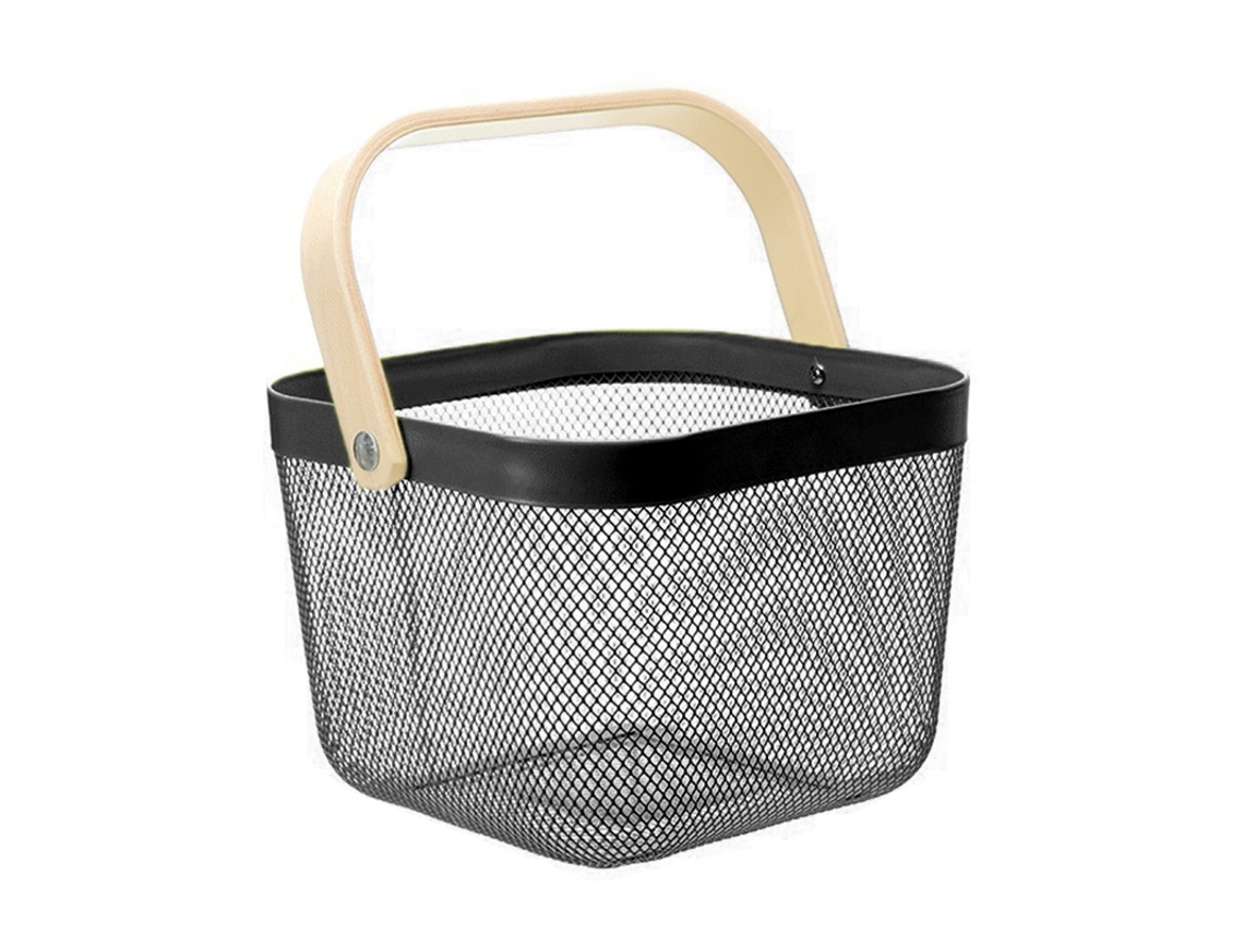 Colador De Frutas E Verduras De Metal Com Cabeça Portátil Resistente Para Cozinha Preto