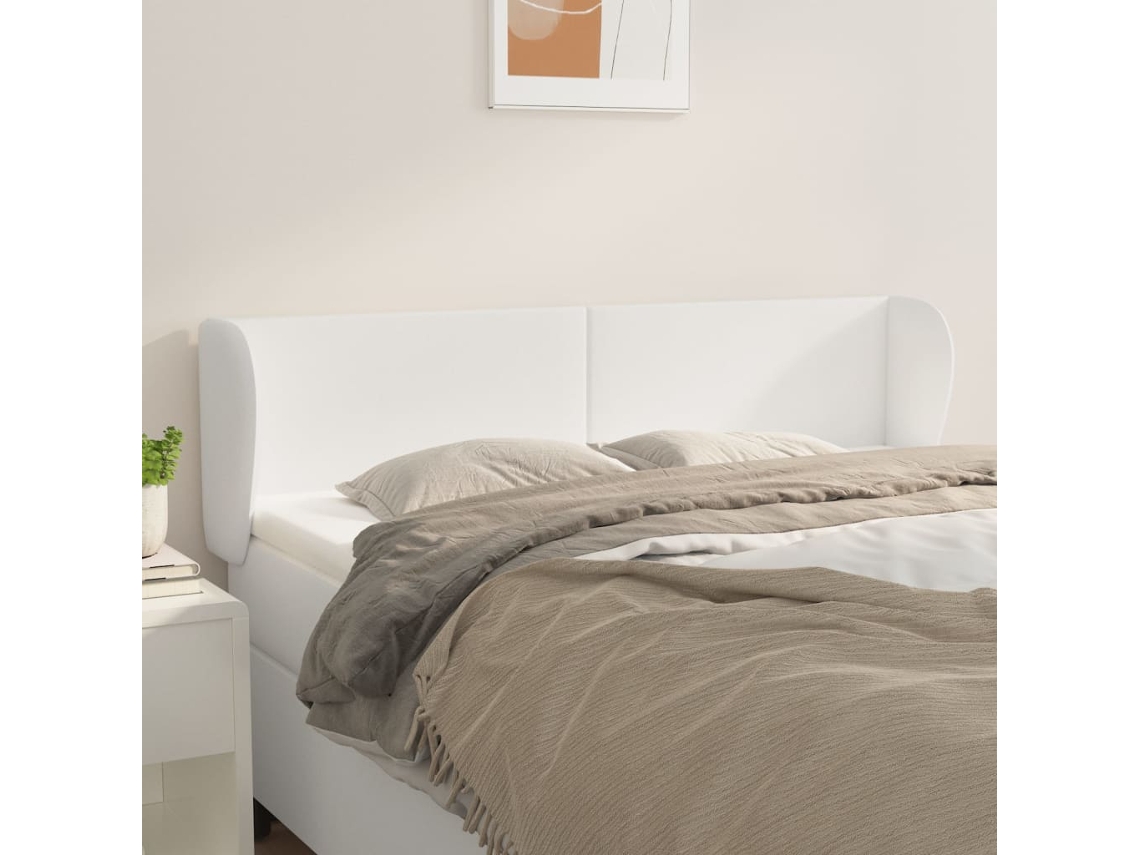 Cabecero De Cuero Sintético Blanco 147x23x78/88 Cm