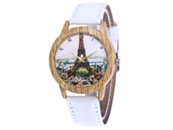 Reloj De Pulsera Ccq Para Mujer De Piel Sintética Con Correa Fina Y Esfera De Cuarzo Grande (negro Y Blanco)