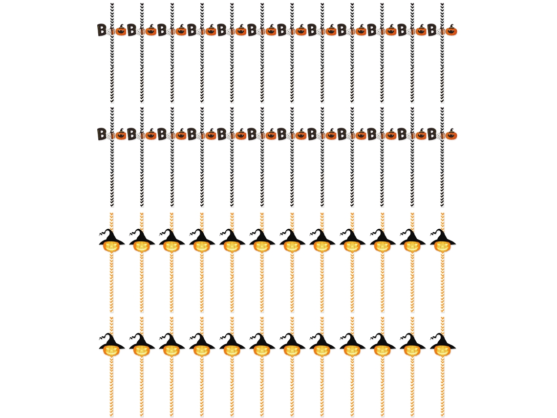 48 pajitas de papel de Halloween para decoración con patrones de fantasmas NEVEANCE