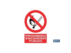 Señal poliestireno 420x297mm. prohibido encender fuego