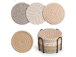 Juego de 8 manteles individuales con almohadillas de algodón absorbentes, color caqui, 11 cm, Dureforward