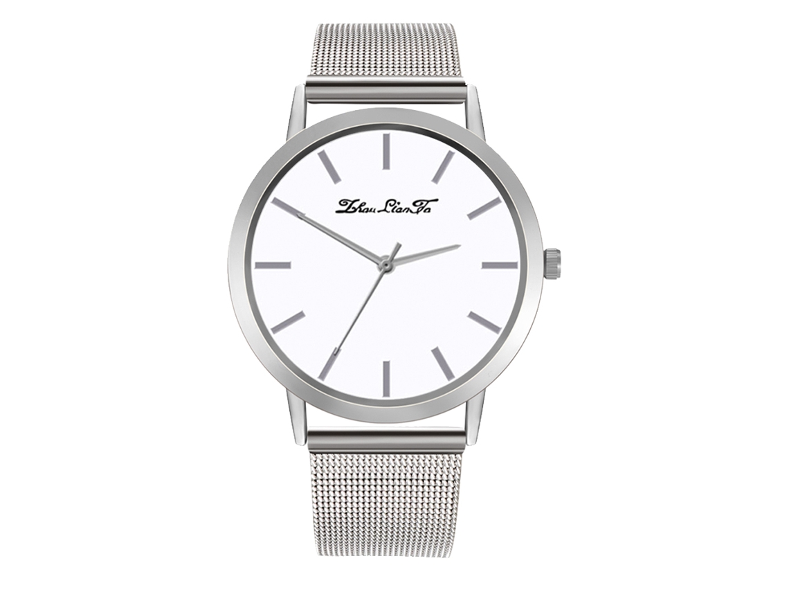 Reloj Analógico De Cuarzo Con Correa De Malla Simple Casual Zhoulianfa (plata)