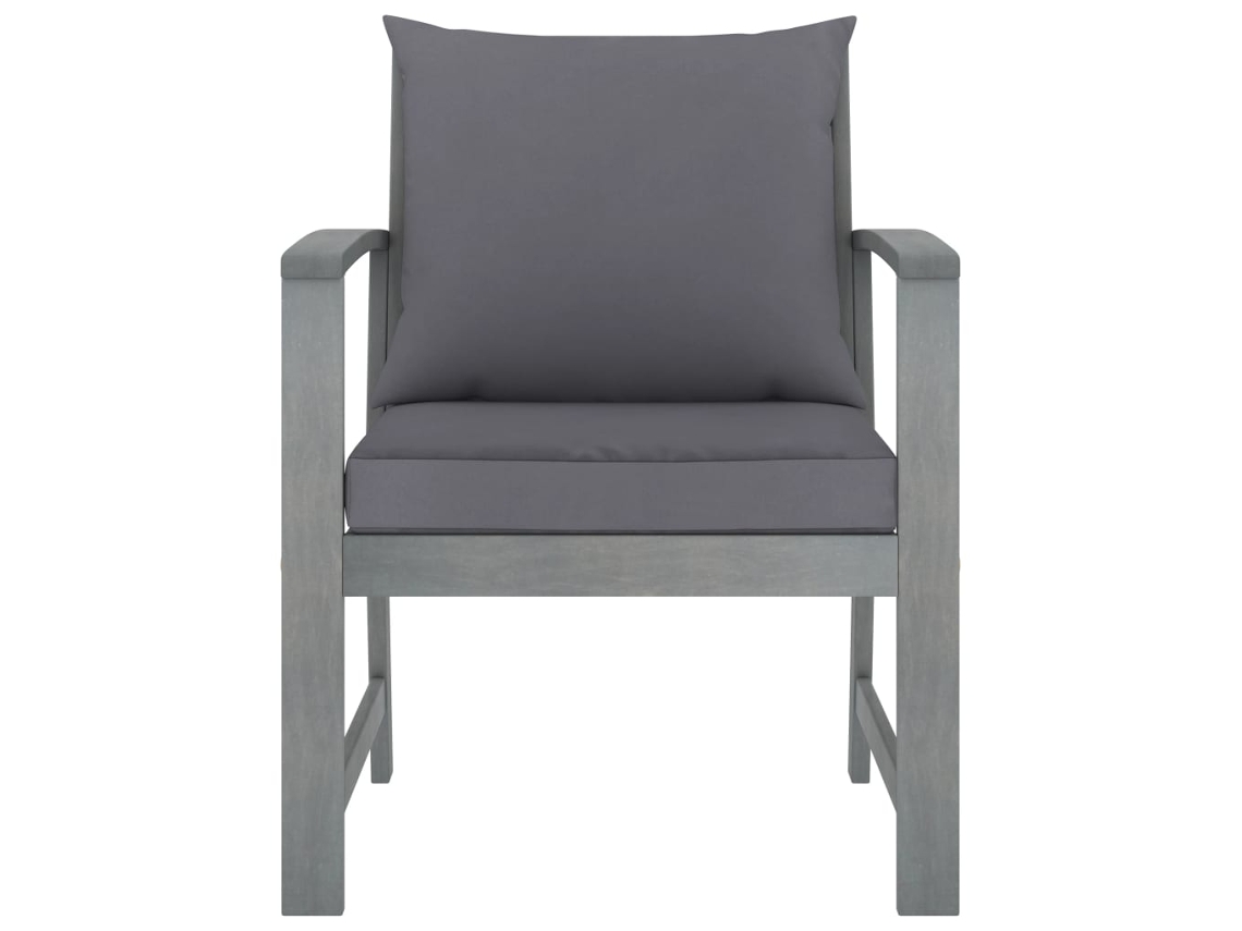 Sillas De Jardín Cojines 2 Uds | Silla De Exterior Gris Oscuro Madera Maciza Acacia