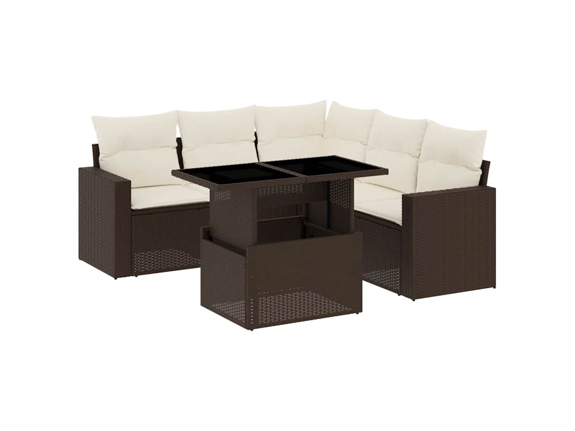 Maison Exclusive - Set Sofás De Jardín 6 Piezas Y Cojines Ratán Sintético Marrón