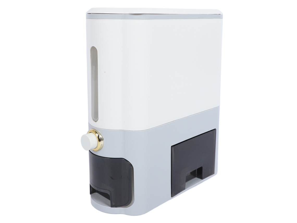 Dispensador De Arroz Hermético De Gran Capacidad Con Funcionamiento A Presión Para Almacenamiento Doméstico, Gris Claro.