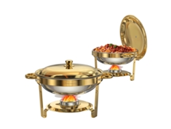Calentador de alimentos de acero inoxidable con elegante diseño chapado en oro, paquete de 2 unidades.