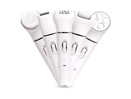 Afeitadora eléctrica 5 en 1 Depiladora de cabello de deslizamiento suave para mujeres Bikini Piernas Brazos Blanco BISBISOUS