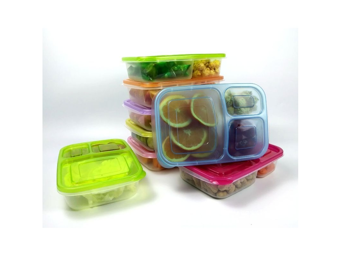 2026da-envase De Comida Reutilizable De 3 Compartimentos, 4 Piezas, Para Escuela Trabajo Viajes, Verde
