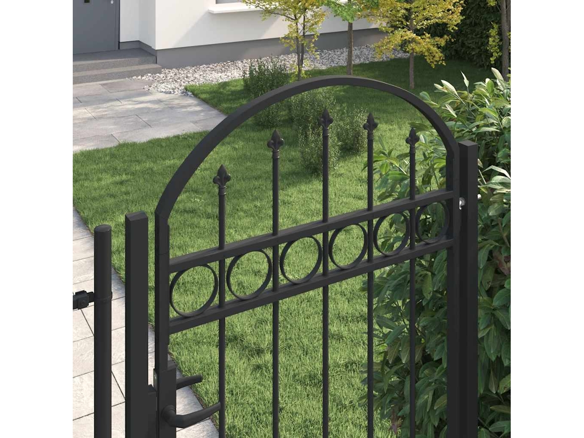 Maison Exclusive - Puerta De Jardín Con Arco Superior 100x250 Cm Acero Negro