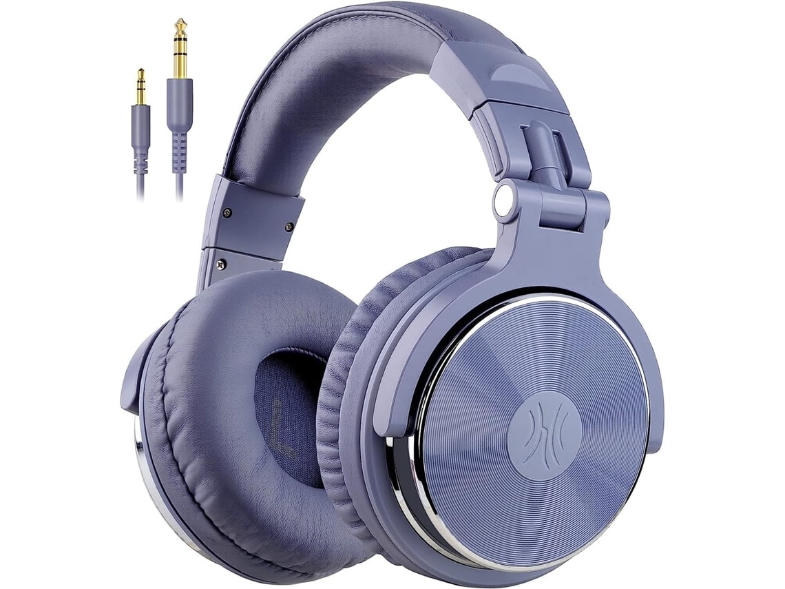 Auriculares ligeros, plegables y con cable, con controlador de graves, color azul.