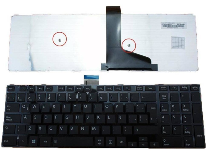 Teclado para Portátil Toshiba Satellite S50 Negro con Marco Negro Brillo Latino