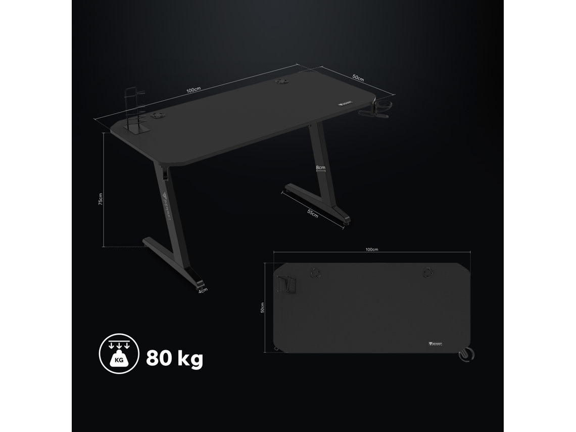 SENSE7 Nomad Basic 100x50 Escritorio de Juego Negro