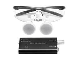 Lupa Binocular Portátil De 3,5 Aumentos Y 420 Mm Con Lentes Magnéticas Y Linterna Led De 3 W Para Odontología E Industria.