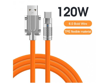 Cable Usb Carga Rápida Tipo Indicador Led para Huawei, Samsung, Xiaomi Silicona Líquida Naranja