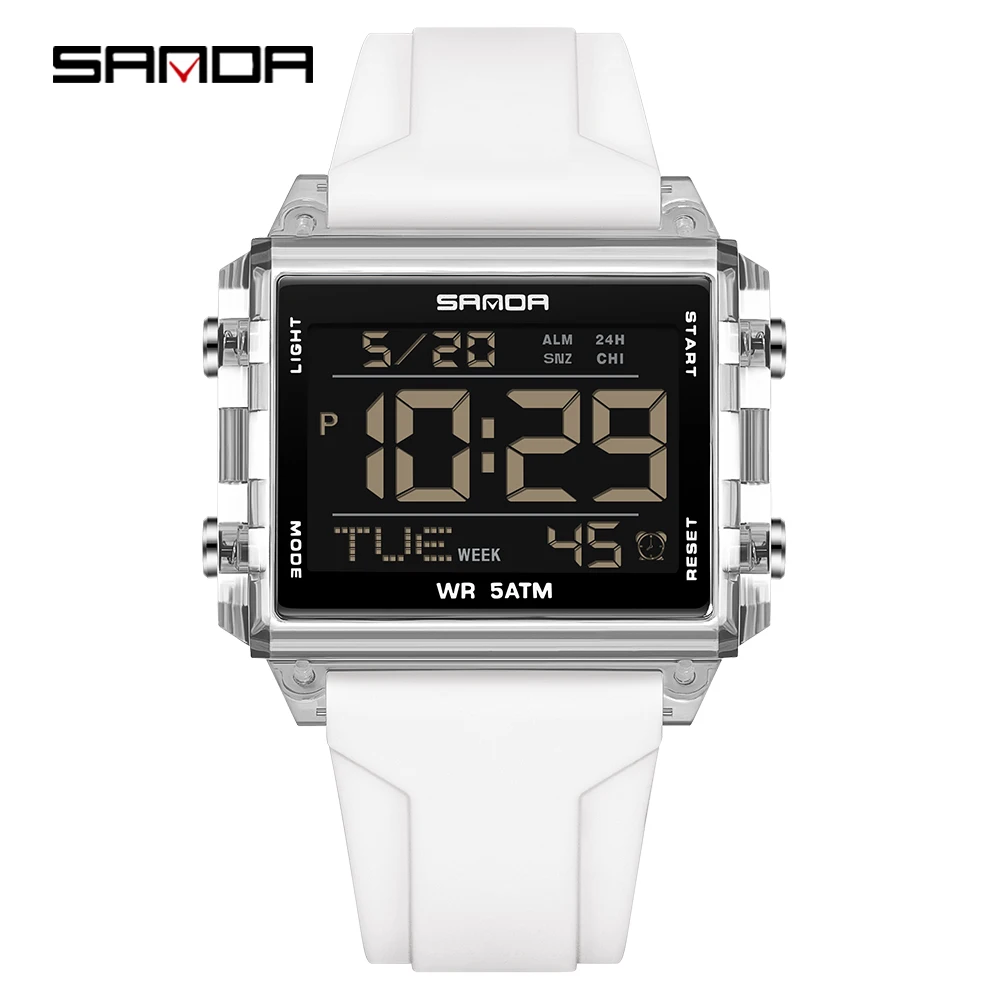 Reloj Digital (blanco), Resistente Al Agua, Elegante Diseño Rectangular, Reloj Deportivo.