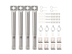 JILLIOPER Quemador de Tubo Recto para Parrilla de Gas, Acero Inoxidable Ajustable Universal, 4 Unidades - Plata