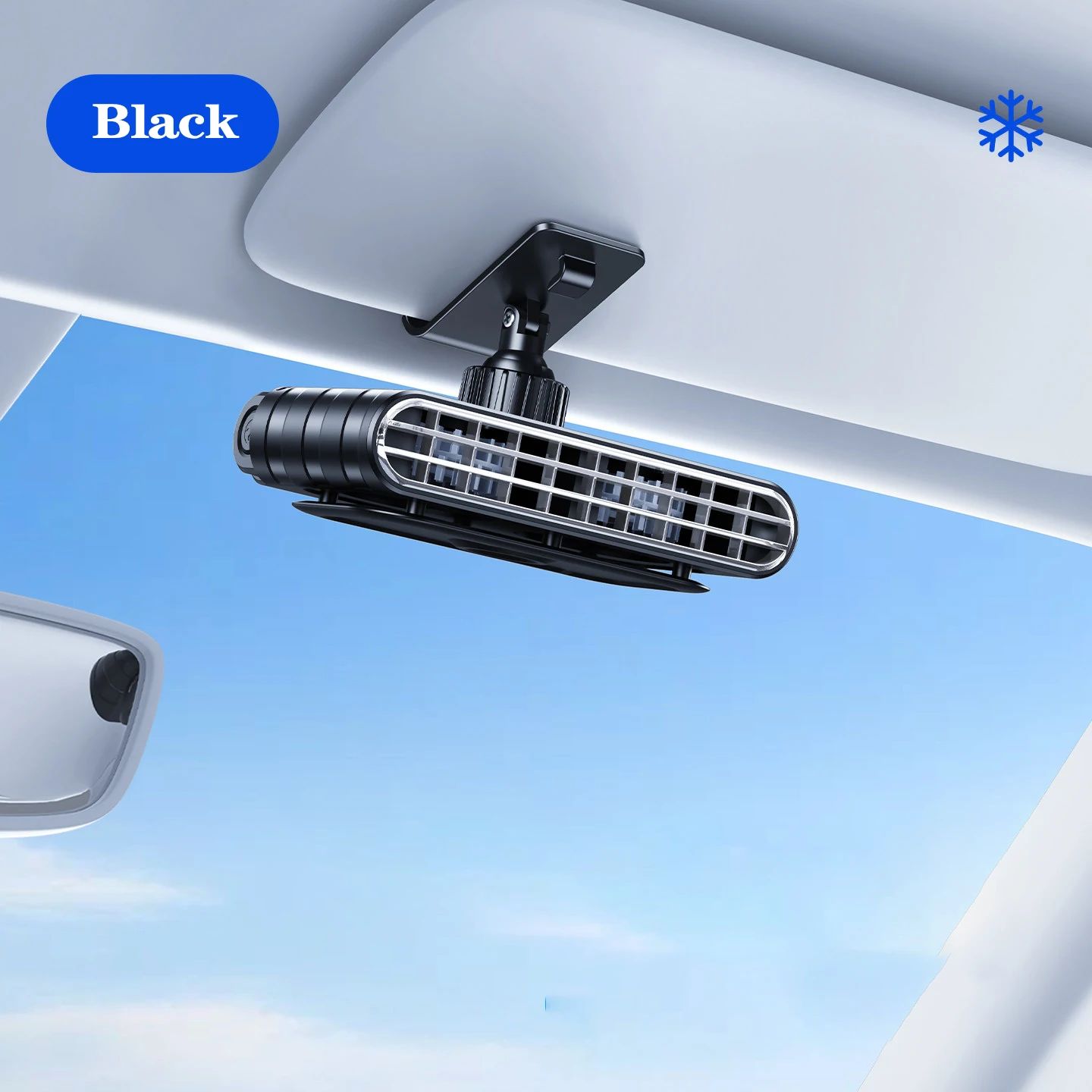 Ventilador De Clip Para Parasol De Coche (negro), Doble Núcleo Turboalimentado, 5 Velocidades, Recargable Por Usb.