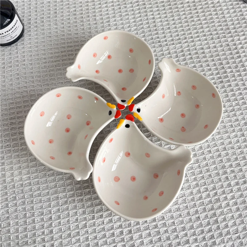 (4 Piezas De 3,5 Pulgadas) 4 Platos Con Forma De Pollo, Platos De Cerámica Para Condimentos, Lindos Mini Platos