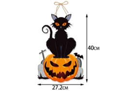 Letrero colgante de calabaza de Halloween 2024 con bruja y murciélago, pancarta decorativa para puerta de entrada para el hogar, estilo F Viewleaf
