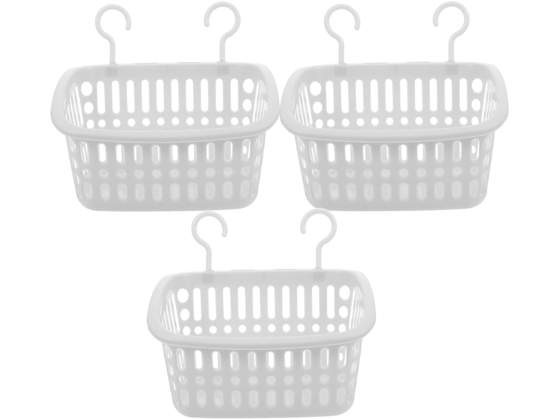 Juego de 3 cestas de plástico grises y blancas para baño y cocina CHABERLU