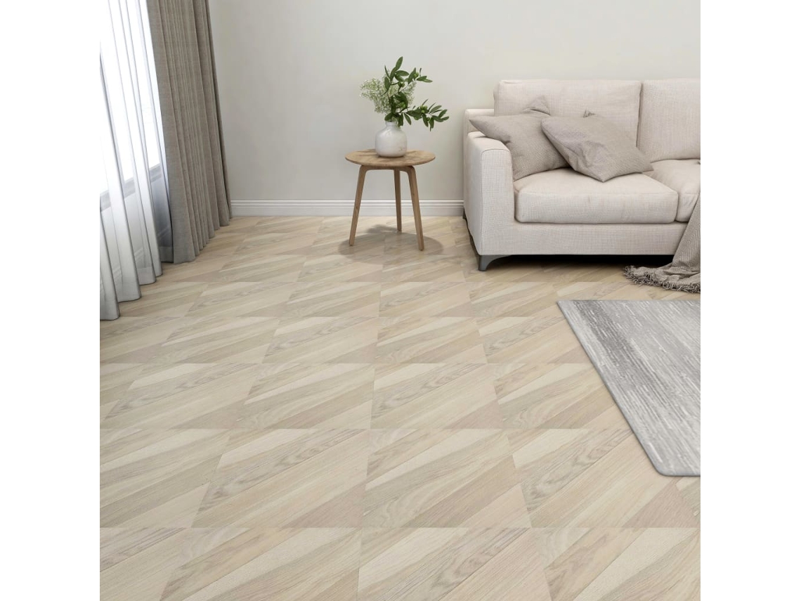 Lamas Para Suelo Autoadhesivas 55 Uds Pvc Beige A Rayas 5,11 M²