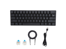 Teclado mecánico con cable de 61 teclas con retroiluminación LED e interruptores azules para juegos y PC.