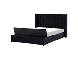 Cama con somier BELIANI Noyers de Terciopelo Negro 210x247x132