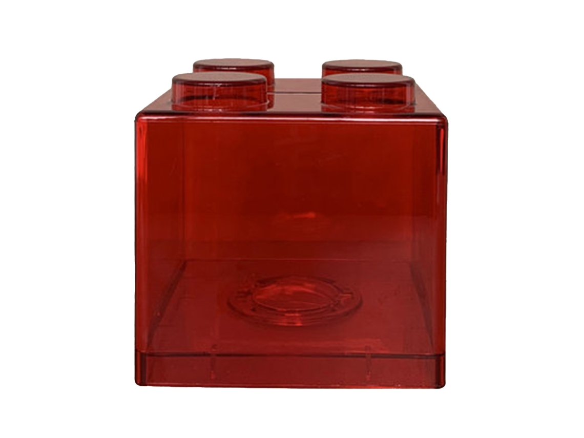 Cofrinho Transparente Para Dinheiro Com Design De Blocos Retangular Vermelho Para Crianças 8.9x8.9x9.2cm