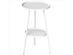 Mesa redonda de jardín con 2 niveles y bandeja inferior Ø32x51cm Blanca