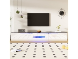 Mueble Tv 180 Cm - Superficie Brillante, Con Iluminación Led De 16 Colores, Montable En Pared - Negro, Blanco