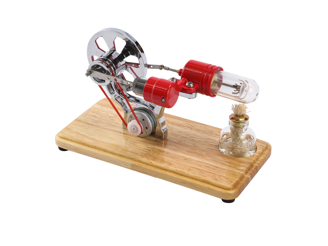Kit De Motor Stirling, Generador De Electricidad Con Luz Led, Modelo Científico Para Armar Con Base De Madera.