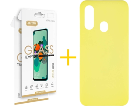 Carcasa + 2 Protectores de Pantalla Samsung A20e ACCETEL Amarillo