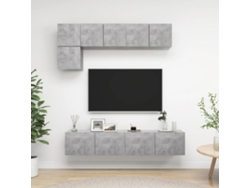 5 Pzs Pack de Muebles de Armario Tv Contrachapado Gris Cemento