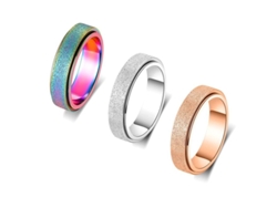 Anillo Antiansiedad De Acero Inoxidable Titanium Linjou Para Mujer Hombre 3 Colores Oro Rosa Arcoíris Plata