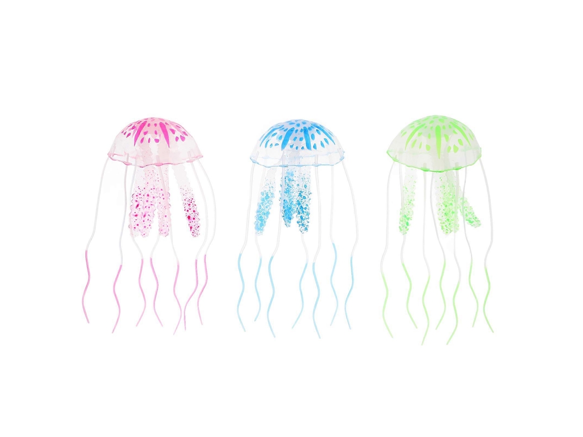 3 medusas fluorescentes de silicona para acuario Rosewell