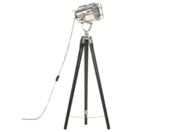Lámpara Luminaria de Pie Trípode 97 cm Madera de Mango Maciza Negro