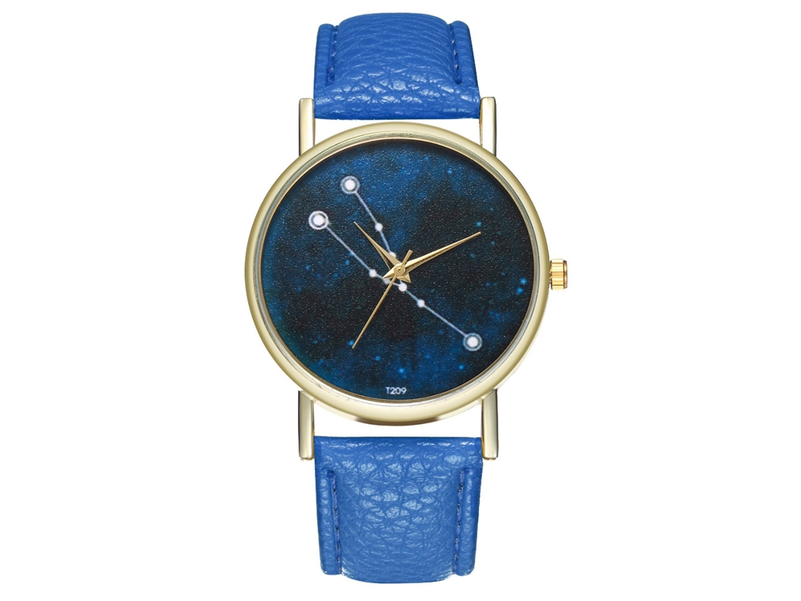 Reloj De Pulsera Para Pareja Taurus Con Correa De Cuero, Estilo Moderno, Cuarzo Azul.