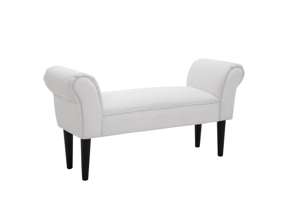 Banco Zapatero Tapizado Con Brazos De Estilo Madera Para Dormitorio, Pasillo O Sala De Estar, 102x36x51 Cm, 130 Kg