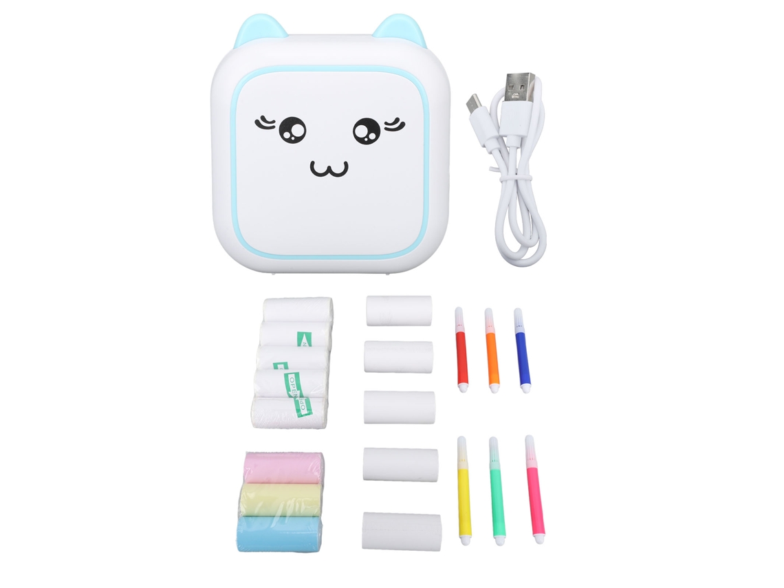 Mini Impresora Térmica Portátil Bluetooth Para Notas, Recordatorios, Fotos Y Estudios Con Papel Incluido - Azul