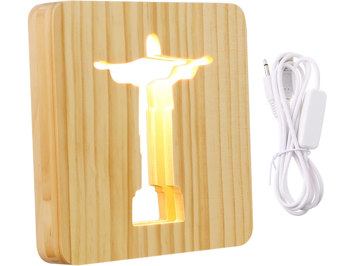 Lámpara de noche LED USB con efecto ilusión y lámpara decorativa de mesita de noche, luz cálida y con relieve. SFUSHOS