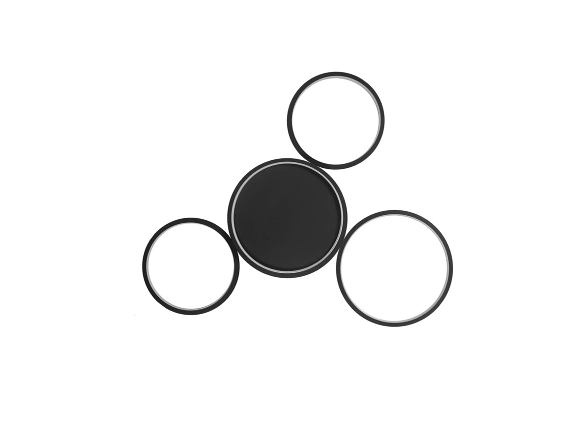 Lámpara de Techo Led Negra Regulable con Mando a Distancia Diseño Moderno 4 Anillos 52W Aluminio Interior para Comedor Dormitorio Infantil NETTLIFE