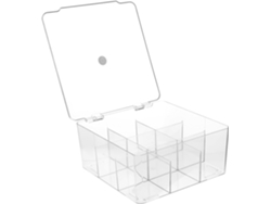 Caja De Almacenamiento Transparente De 9 Rejillas Con Tapa Y Compartimentos Para Componentes Electrónicos.