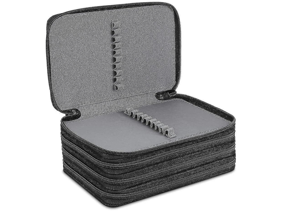 Estuche de lona extragrande con 72 compartimentos, 4 capas, regalo para estudiantes, color negro Chennnls