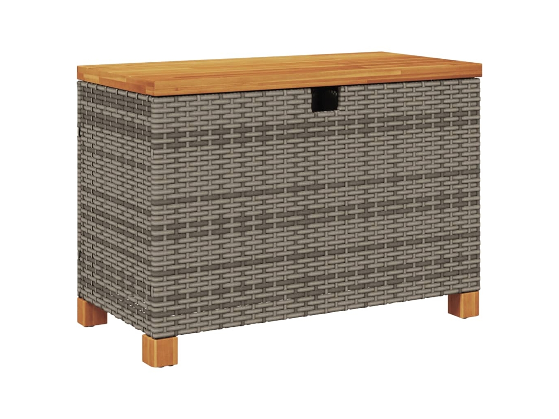 Caja de almacenaje jardín madera acacia ratán gris VIDAXL (80 x 40 x 48 cm)