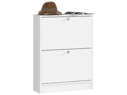 Zapatero Con 2 Compartimentos Akord Blanco 60 Cm 2 Puertas Basculantes Frente En Color Blanco 60x20x80 Cm