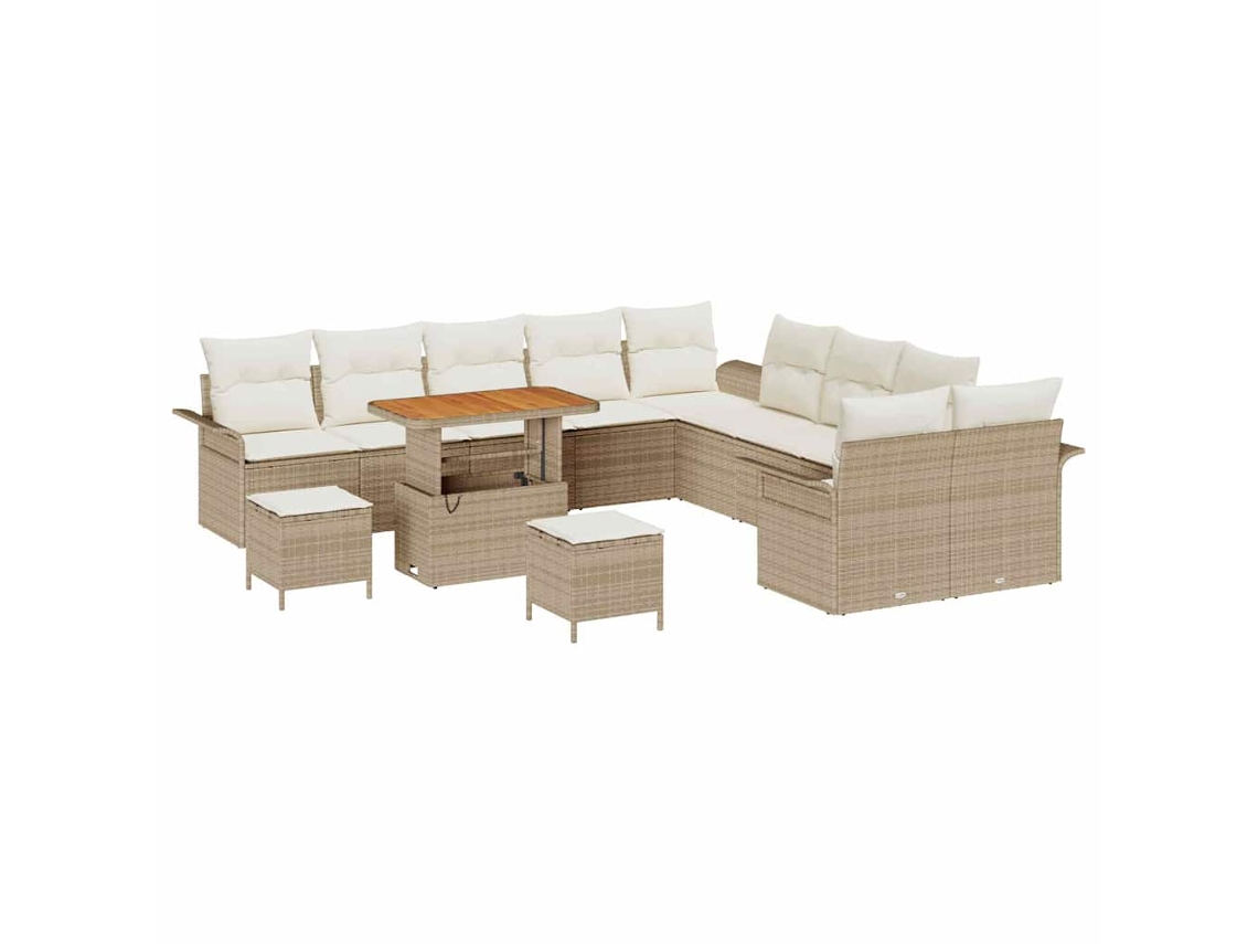 Maison Exclusive - Conjunto De Sofá De Jardín Con Cojín 13 Pcs Beige Y Crema