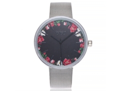 Reloj De Pulsera De Cuarzo Para Mujer Ccq C232-2 Con Correa De Malla De Aleación Y Estampado Floral.