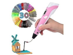Lápiz Inteligente Para Impresión 3d Con Carga Usb Y 30 Filamentos Pla De Color Rosa.